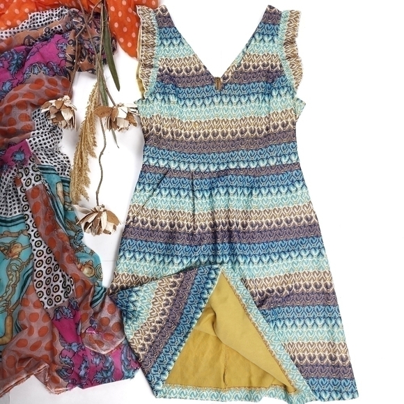 Anthropologie Tabitha Gorgeous Blue Brown Stripe Weave Sz 6 - Picture 15 of 15